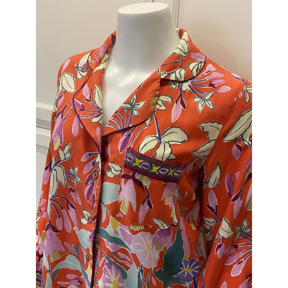Women's Sz Small Anthropologie Lil Sire Cheetah Dreams Flannel Pajama Shirt Top - Picture 3 of 15